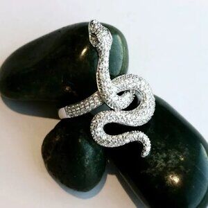 NEW Sterling silver CZ snake serpent ring sz 7